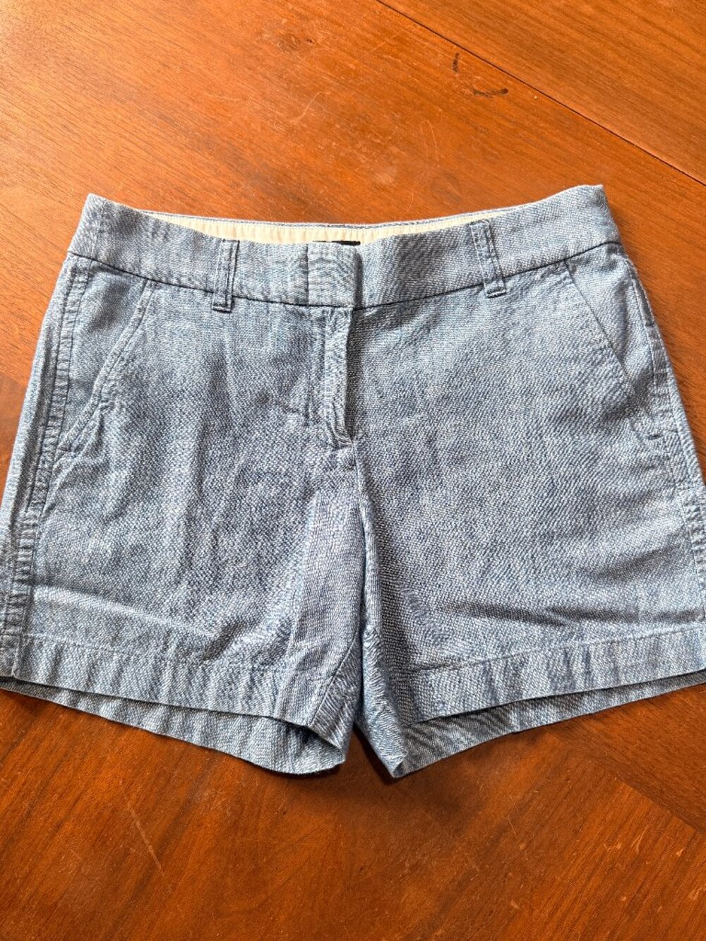 Cotton Chambray Blue Women's 5" Shorts size 2 J. Crew